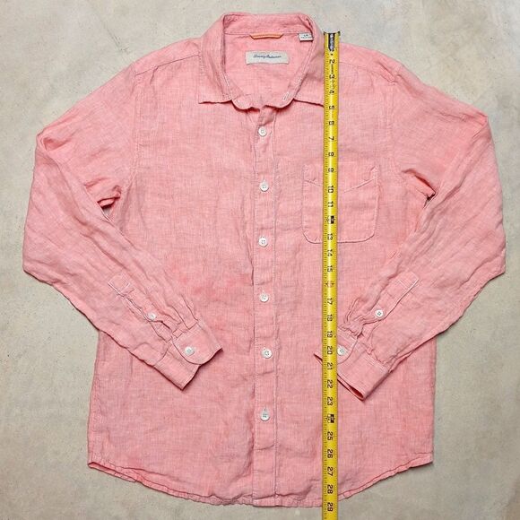 Tommy Bahama Size Large 100% Linen Men’s Shirt Long Sleeve Salmon Peach - Picture 6 of 7